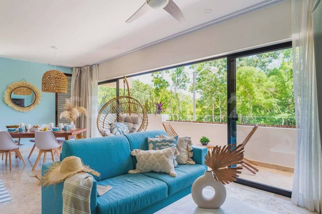 Moderno departamento con terraza en Aldea Zama 4