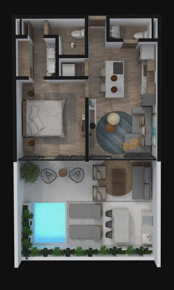 Exclusivo departamento en Tulum con jardín y alberca 5