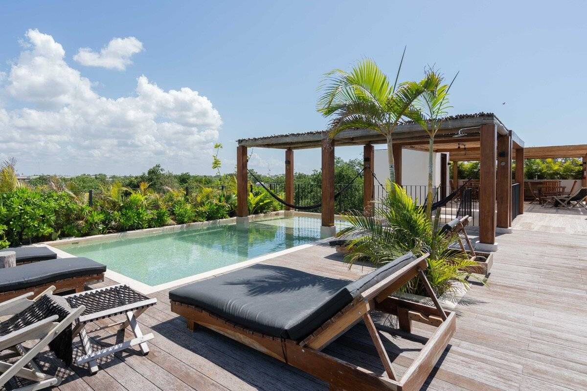 Departamento con patio y jacuzzi en Tulum 1