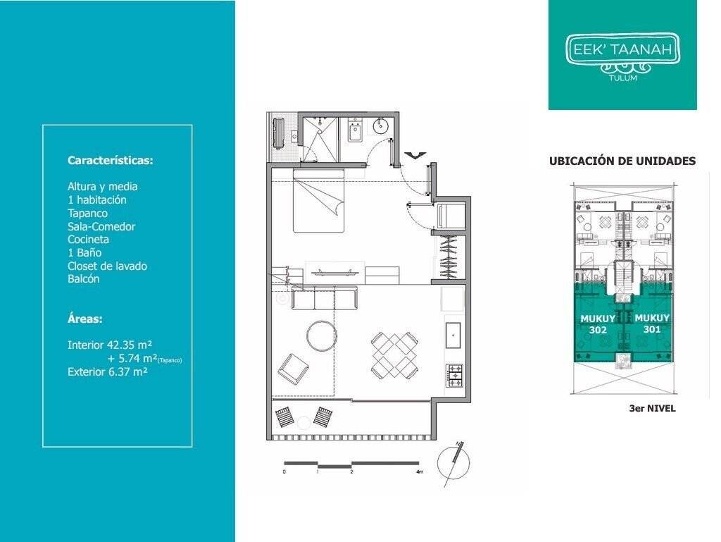 Loft - tulum 48.72 con balcón, prototipo mukuy 2